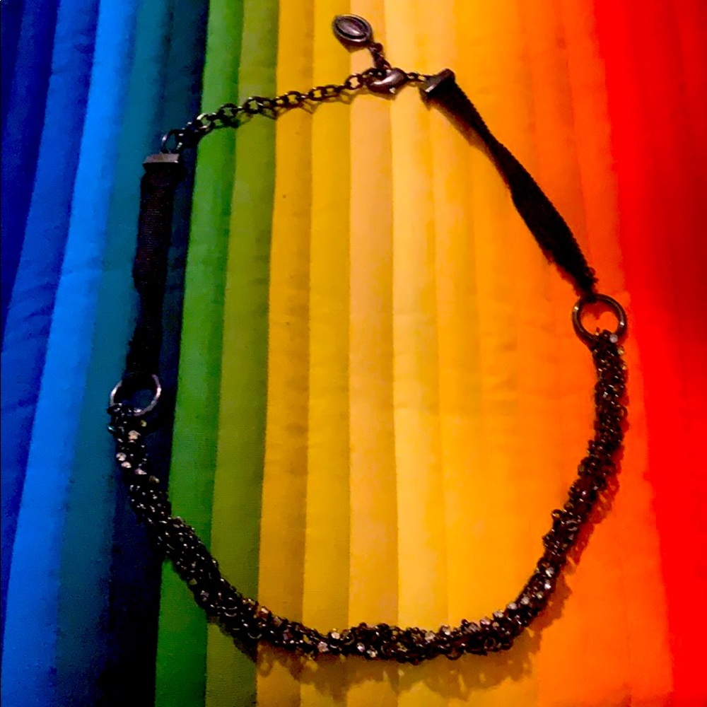 Black Spiral Rhinestone T Tahari necklace.